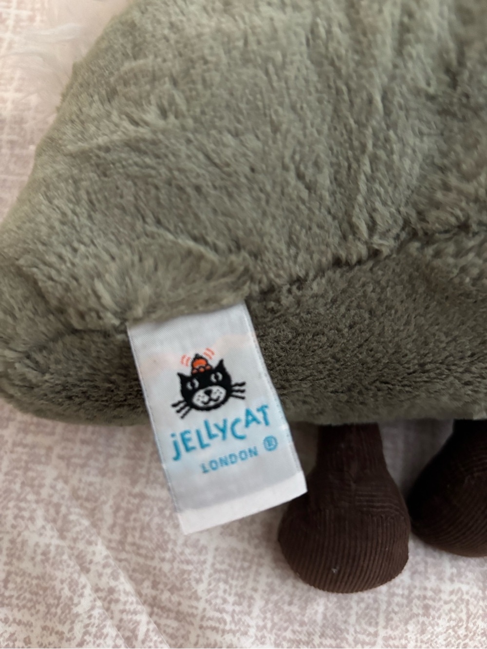 Jellycat Mountain Olive Green Sheep Plush with Brown Corduroy Leg - Picture 3 of 3